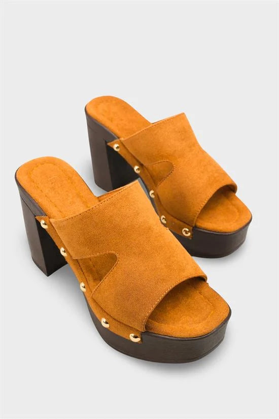 Capone Jelene Platform Suede Look Single Band Women Sued Black Clog