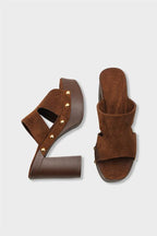 Capone Jelene Platform Suede Look Single Band Women Sued Black Clog
