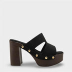 Capone Jelene Platform Suede Look Single Band Women Sued Black Clog