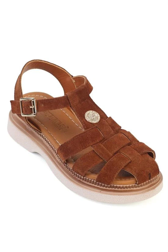 Capone Juliane Genuine Suede Gladiator Wedge Heel Women Khaki Sandal