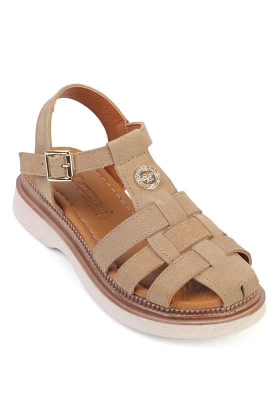 Capone Juliane Genuine Suede Gladiator Wedge Heel Women Khaki Sandal