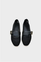 Capone June Buckle Double Strap Mesh Round Toe Flat Heel Casual Women Brown Ballet Flat