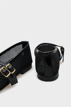 Capone June Buckle Double Strap Mesh Round Toe Flat Heel Casual Women Brown Ballet Flat