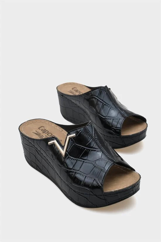 Capone Kailey 6145 Women Black Platform V Clip Accessory Sandals