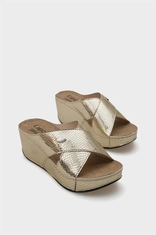 Capone Kaja 6175 Women Black Platform Cross Band Sandals