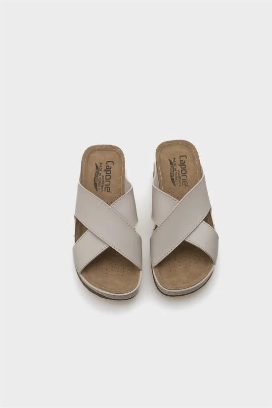 Capone Kandy Z0632 Women Navy Slide Comfort Anatomical Cross Band Sandals