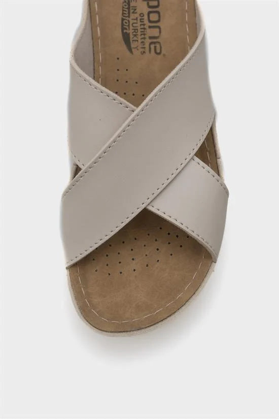 Capone Kandy Z0632 Women Navy Slide Comfort Anatomical Cross Band Sandals