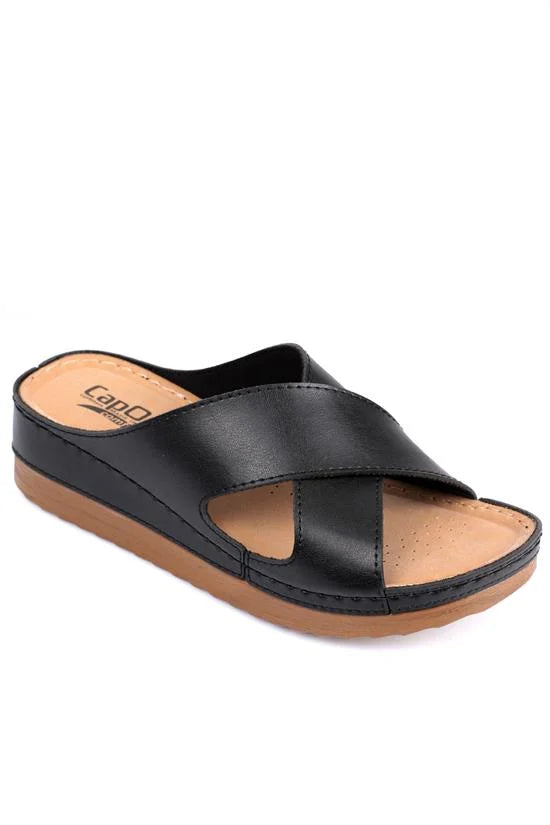 Capone Kandy Z0632 Women Navy Slide Comfort Anatomical Cross Band Sandals