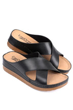 Capone Kandy Z0632 Women Navy Slide Comfort Anatomical Cross Band Sandals