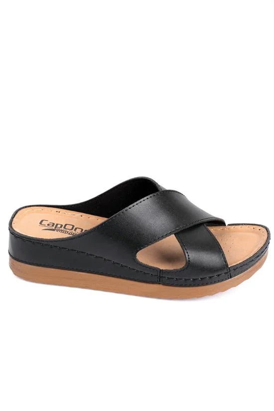 Capone Kandy Z0632 Women Navy Slide Comfort Anatomical Cross Band Sandals