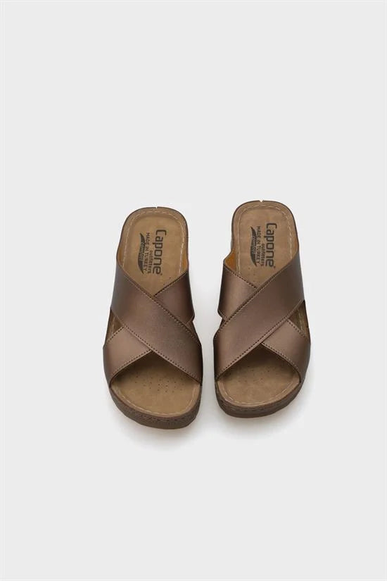 Capone Kandy Z0632 Women Navy Slide Comfort Anatomical Cross Band Sandals