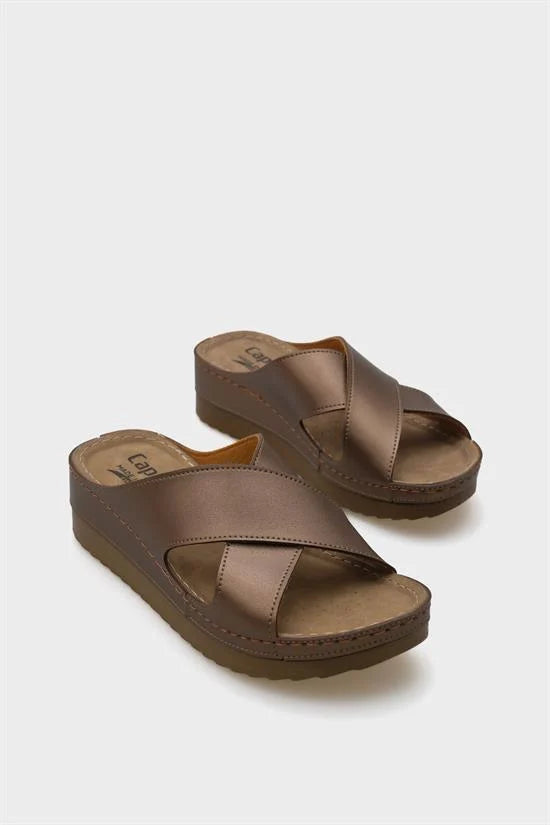 Capone Kandy Z0632 Women Navy Slide Comfort Anatomical Cross Band Sandals