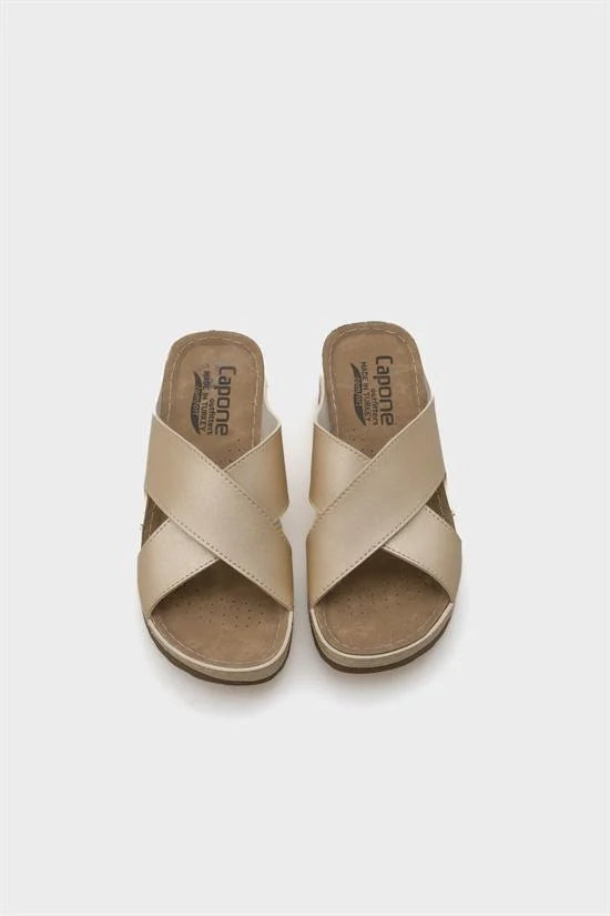 Capone Kandy Z0632 Women Navy Slide Comfort Anatomical Cross Band Sandals