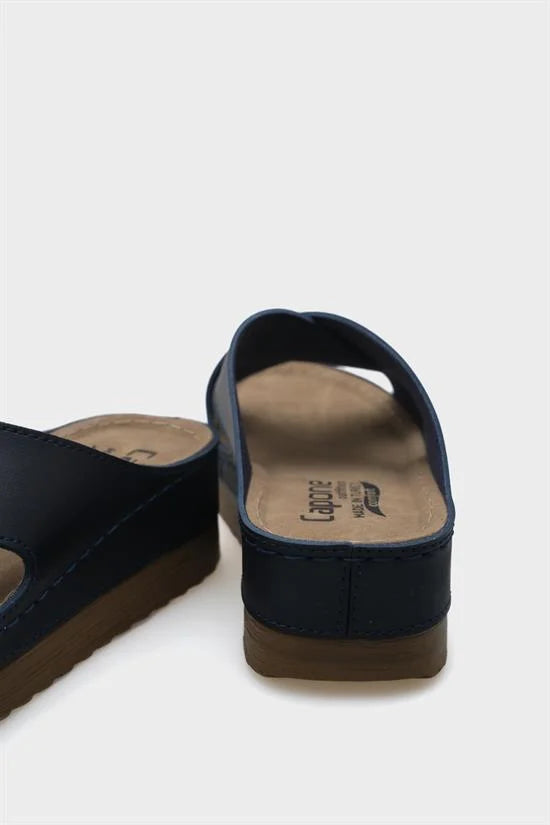 Capone Kandy Z0632 Women Navy Slide Comfort Anatomical Cross Band Sandals