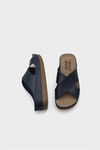 Capone Kandy Z0632 Women Navy Slide Comfort Anatomical Cross Band Sandals