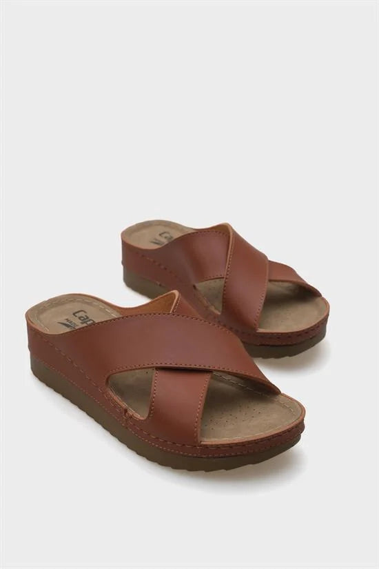Capone Kandy Z0632 Women Navy Slide Comfort Anatomical Cross Band Sandals