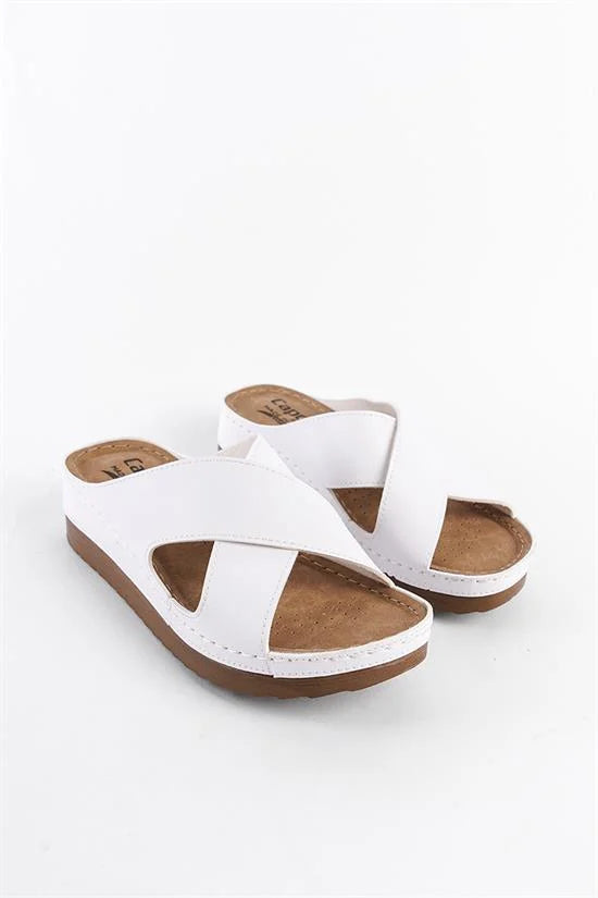 Capone Kandy Z0632 Women Navy Slide Comfort Anatomical Cross Band Sandals