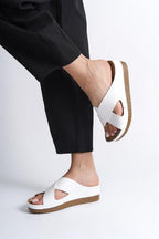 Capone Kandy Z0632 Women Navy Slide Comfort Anatomical Cross Band Sandals