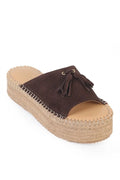 Capone Karon Genuine Leather Suede Espadrille Sole Women Beige Sandal