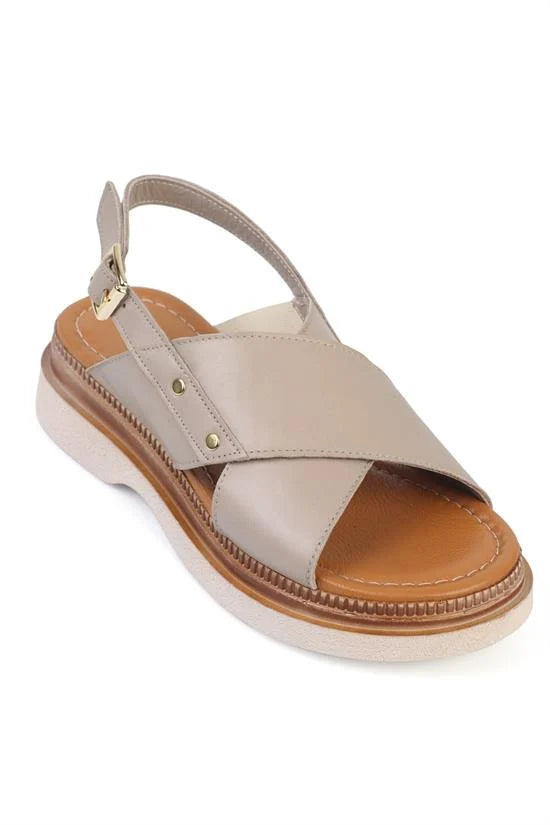 Capone Katy Genuine Leather Soft Comfort Wedge Heel Women Black Sandal
