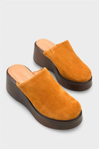 Capone Kelcey Genuine Suede Wedge Heel Women Tan Clog