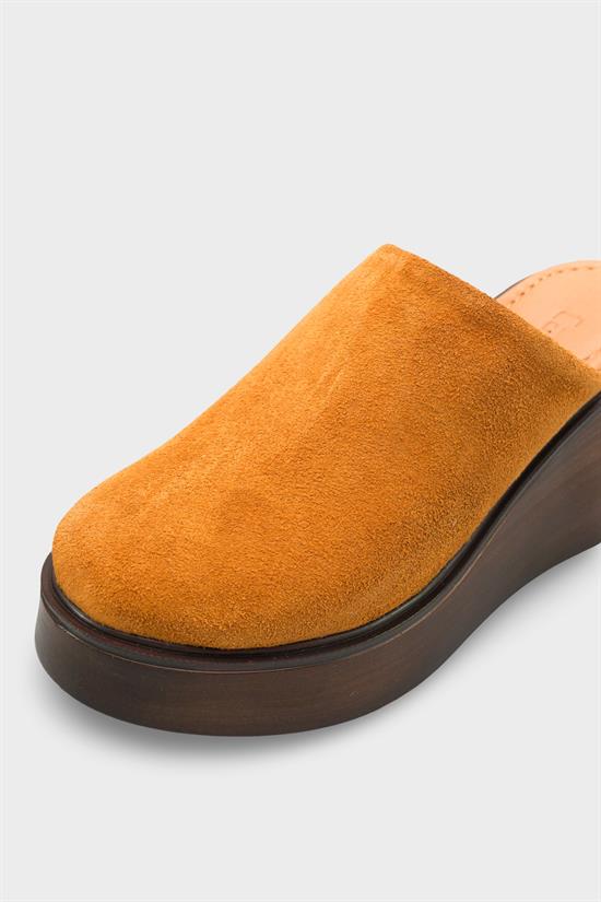 Capone Kelcey Genuine Suede Wedge Heel Women Tan Clog