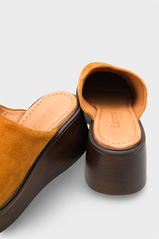 Capone Kelcey Genuine Suede Wedge Heel Women Tan Clog