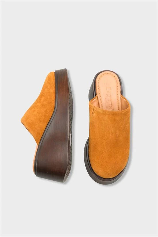 Capone Kelcey Genuine Suede Wedge Heel Women Tan Clog