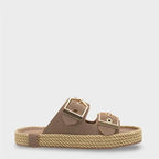 Capone Keslie Suede Look Metal Buckle Comfort Women Mink Sandal