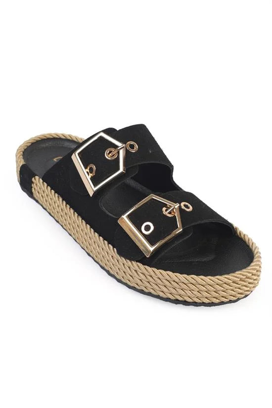 Capone Keslie Suede Look Metal Buckle Comfort Women Mink Sandal
