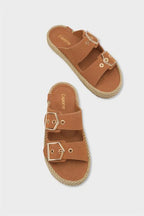 Capone Keslie Suede Look Metal Buckle Comfort Women Mink Sandal