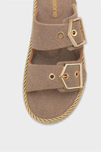 Capone Keslie Suede Look Metal Buckle Comfort Women Mink Sandal