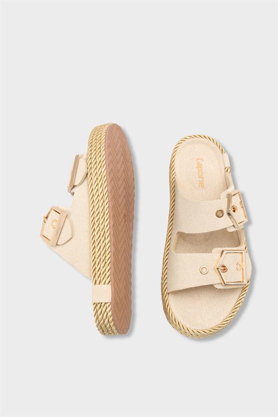 Capone Keslie Suede Look Metal Buckle Comfort Women Mink Sandal