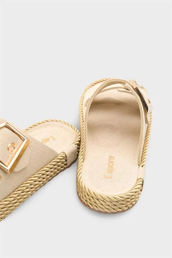Capone Keslie Suede Look Metal Buckle Comfort Women Mink Sandal