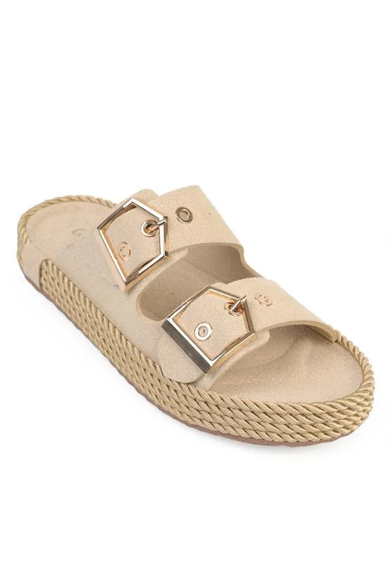 Capone Keslie Suede Look Metal Buckle Comfort Women Mink Sandal