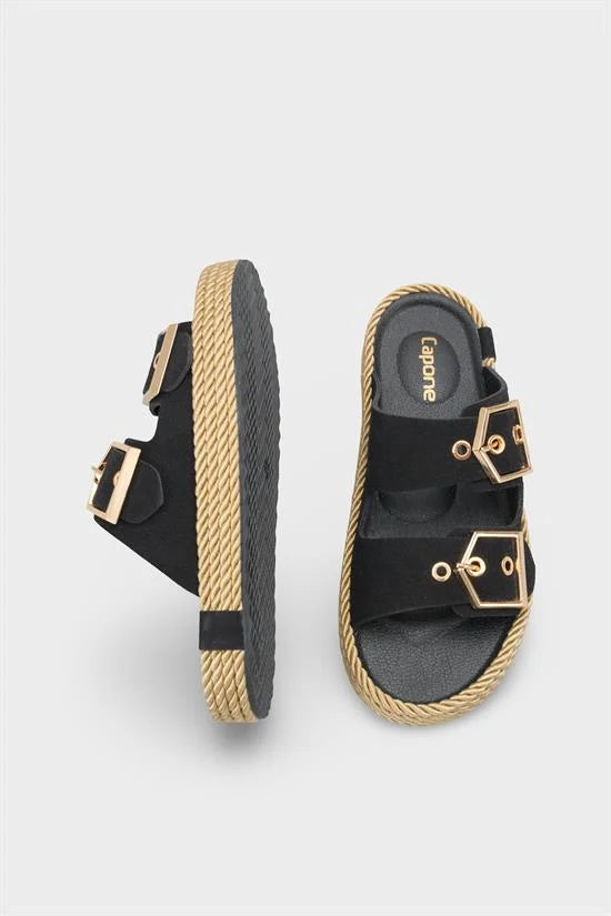 Capone Keslie Suede Look Metal Buckle Comfort Women Mink Sandal