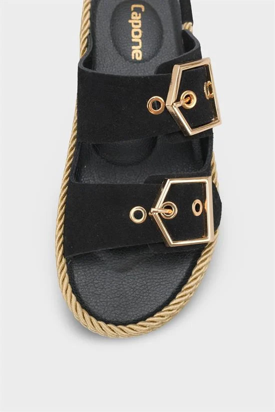 Capone Keslie Suede Look Metal Buckle Comfort Women Mink Sandal