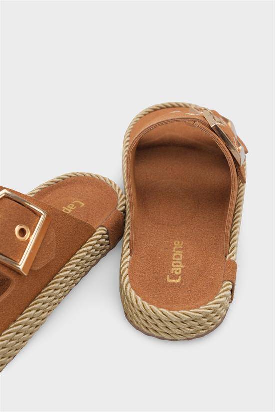 Capone Keslie Suede Look Metal Buckle Comfort Women Mink Sandal