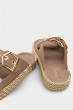 Capone Keslie Suede Look Metal Buckle Comfort Women Mink Sandal