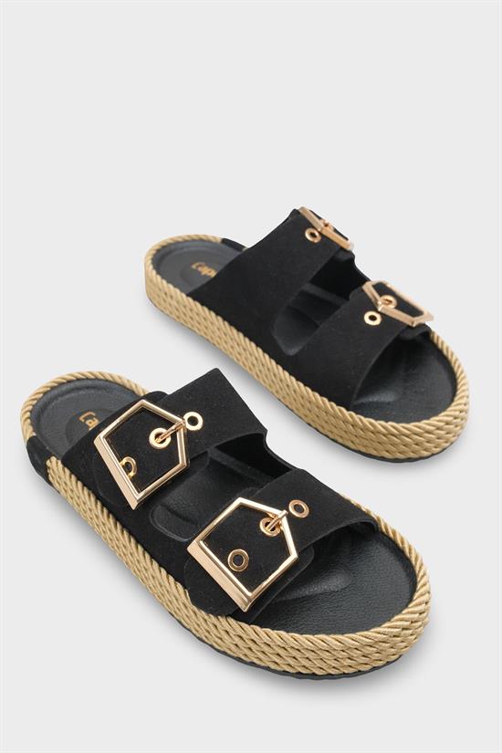 Capone Keslie Suede Look Metal Buckle Comfort Women Mink Sandal