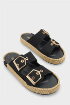 Capone Keslie Suede Look Metal Buckle Comfort Women Mink Sandal