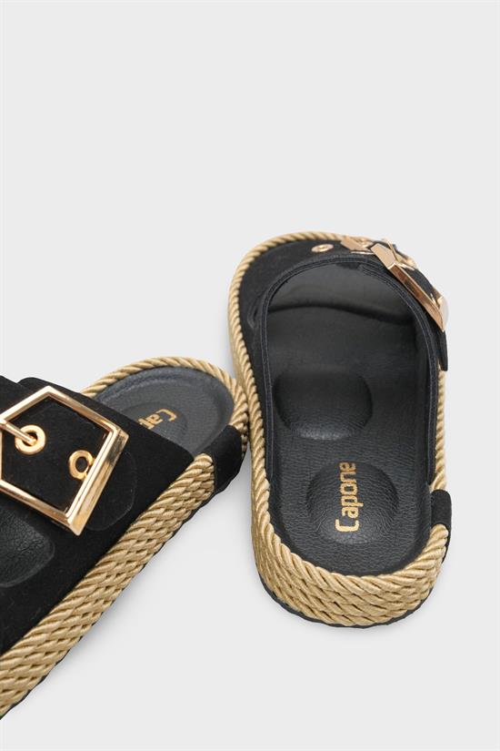 Capone Keslie Suede Look Metal Buckle Comfort Women Mink Sandal