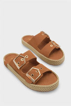 Capone Keslie Suede Look Metal Buckle Comfort Women Mink Sandal