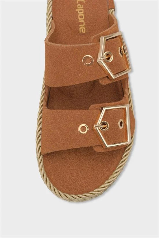 Capone Keslie Suede Look Metal Buckle Comfort Women Mink Sandal