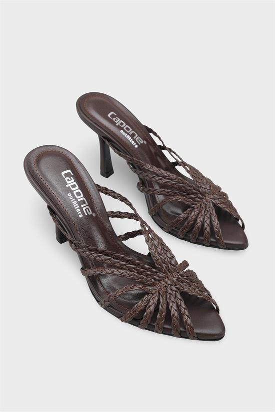 Capone Lacie pletene sandale sa srednjom potpeticom, elegantne, crne, za žene
