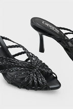 Capone Lacie pletene sandale sa srednjom potpeticom, elegantne, crne, za žene
