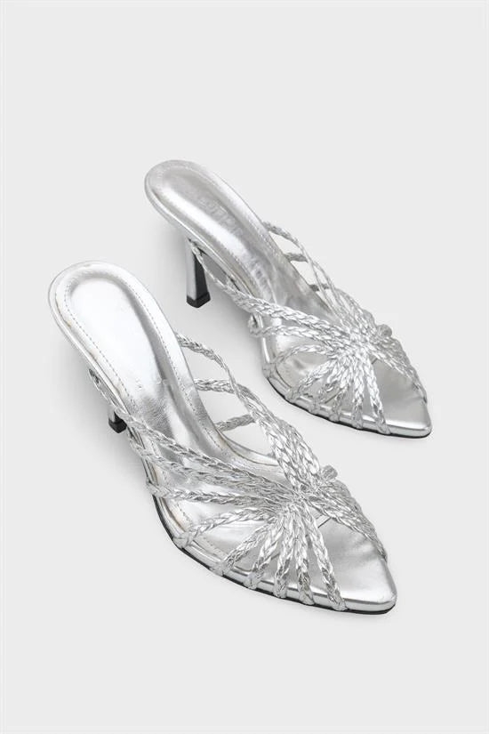 Capone Lacie pletene sandale sa srednjom potpeticom, elegantne, crne, za žene