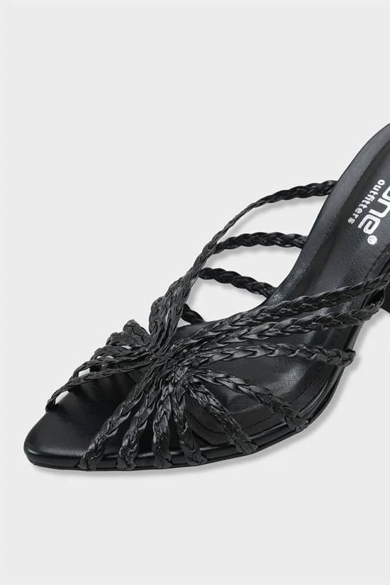 Capone Lacie pletene sandale sa srednjom potpeticom, elegantne, crne, za žene