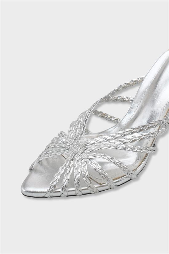 Capone Lacie pletene sandale sa srednjom potpeticom, elegantne, crne, za žene