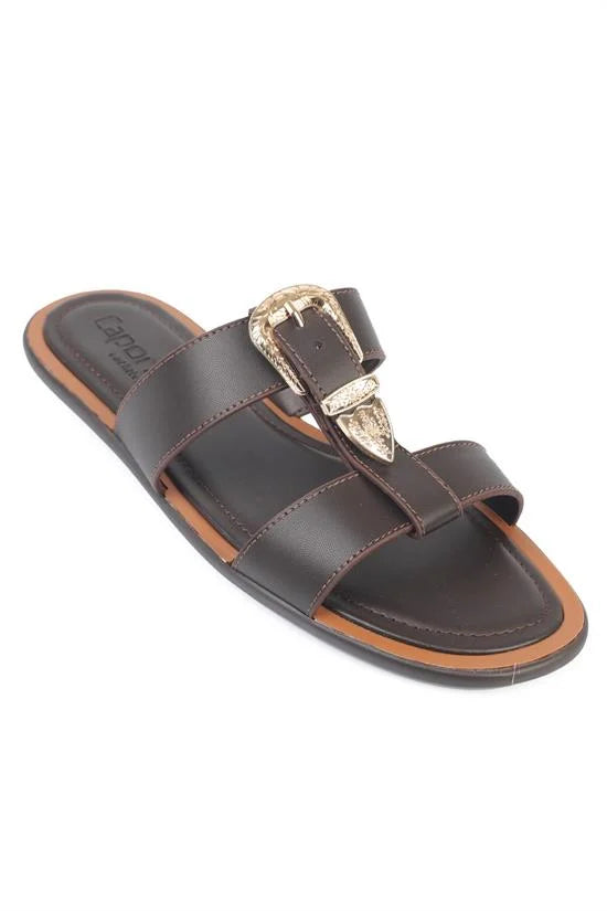 Capone Lanni Buckle Flat Heel Women Beige Sandal